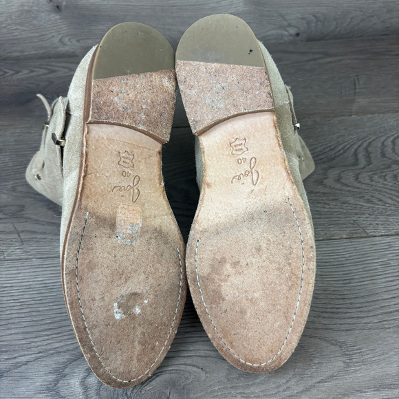 Joie Hoxton Strap Buckle Boots Womens 40 Beige/Tan Suede Round Toe Ankle Booties - Picture 10 of 12